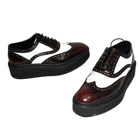 $1400 Burberry KILTIE Two Tone Brogue Leather Chelsam Lace Up Platform 36 (SE13) - Picture 6 of 11